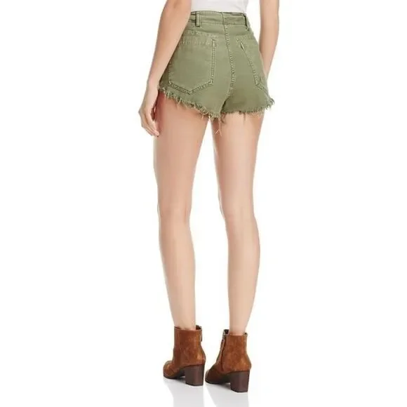 Free People Raw and Patched Standoff Short Cotton Soft Natural Mossy - Picture 6 of 14